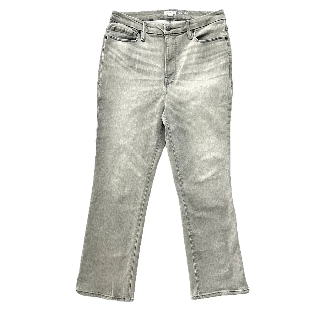 Good American US 16 Good Curve‎ Straight Jeans Black336 Gray GCST014BT